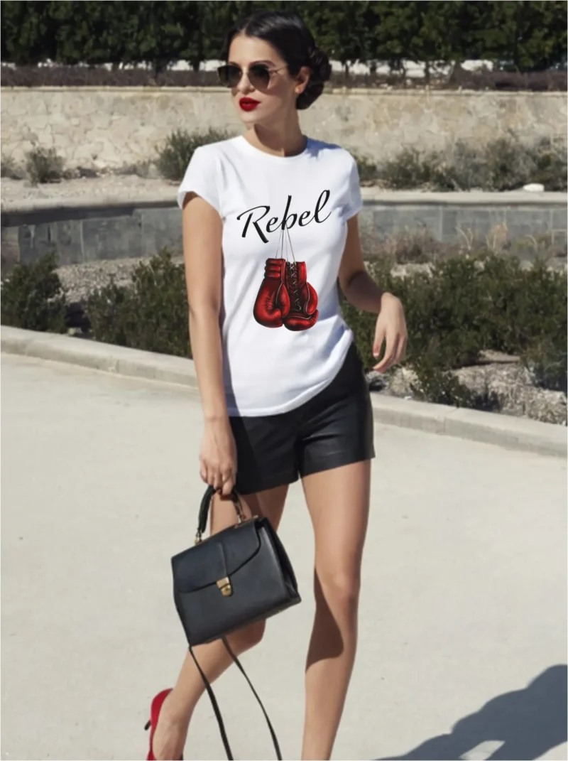 Unique - Maglia Bianca Rebel Fronte da donna